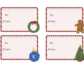 Hand-drawn Christmas Gift Tag Stickers - 8 Count