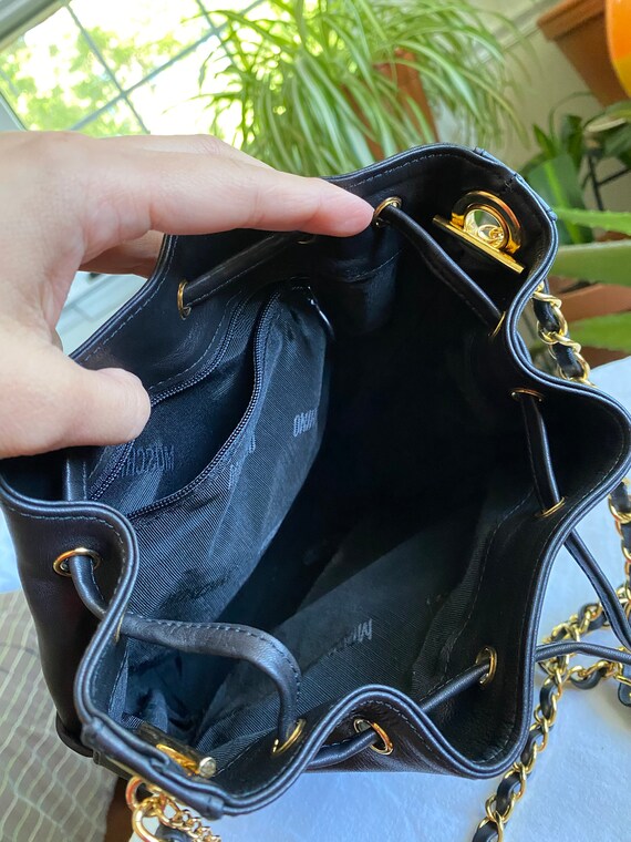 Authentic Moschino black gold chained bucket bag - image 5