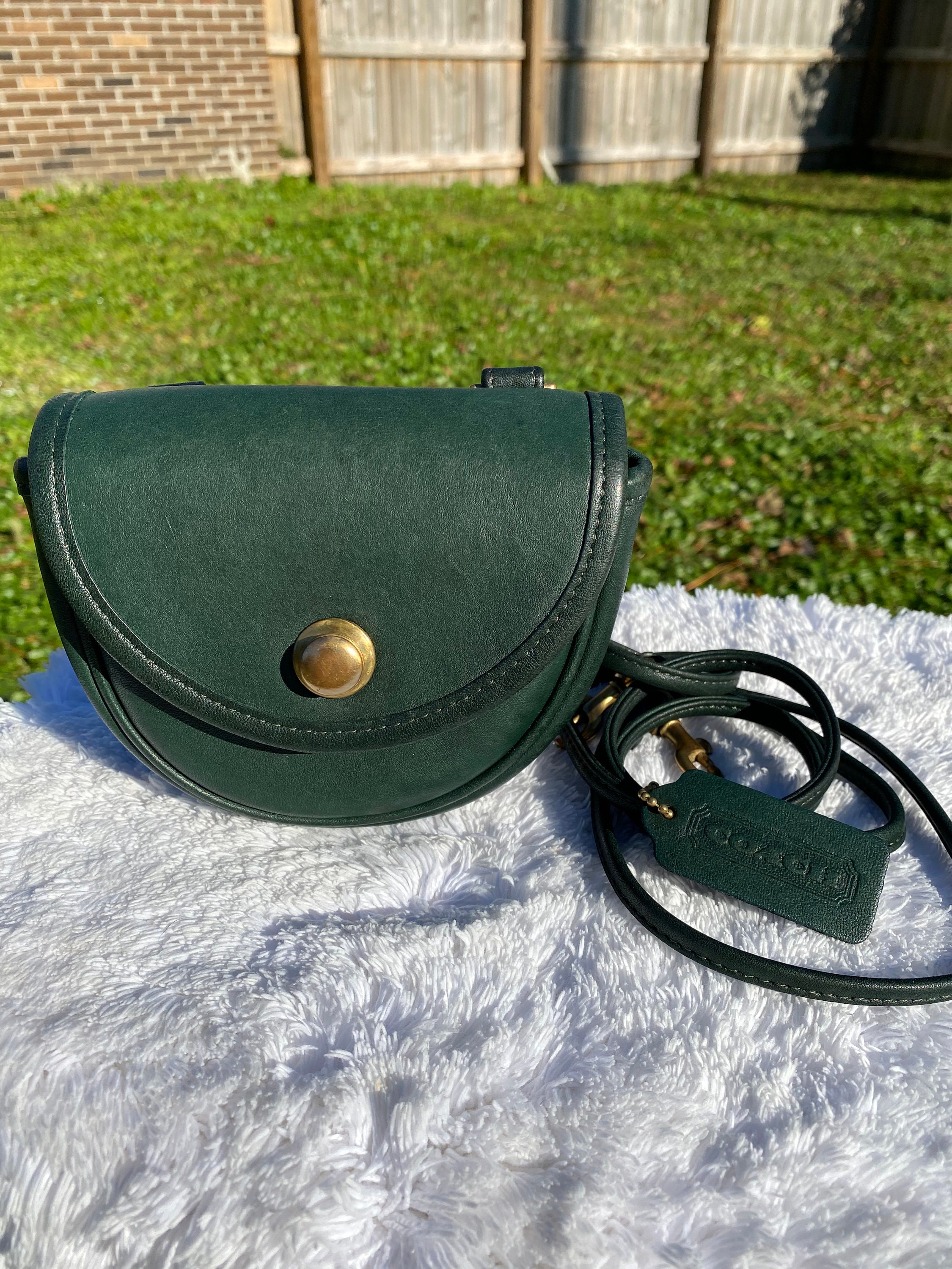 Vintage Coach Green Leather Mini Crossbody/belt Bag Made in 