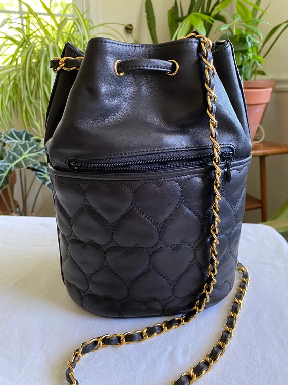 Authentic Moschino black gold chained bucket bag - image 7