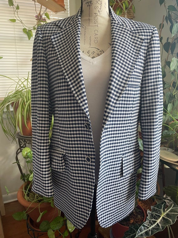 Oversized Blue Houndstooth Blazer