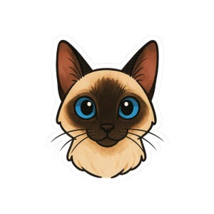 Siamese Cat Sticker | Adorable Vinyl Decal for Laptop, Water Bottle