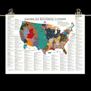 American Regional Cuisine Map: USA Food Culture Poster (Unframed)