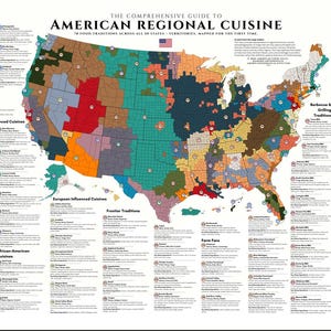 American Food Atlas Map: Regional Cuisine by County (Digital Download)