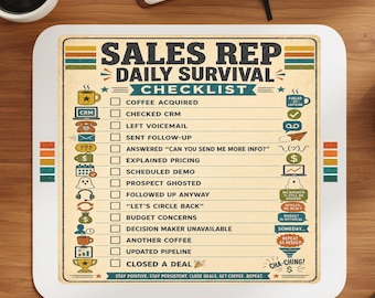 Sales Rep Daily Survival Checklist Mouse Pad, Sales Rep gift