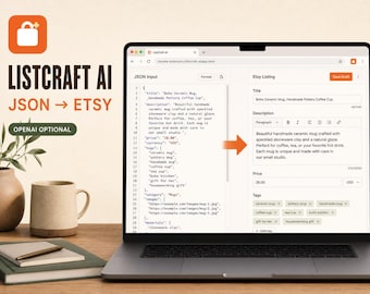 Etsy JSON Listing Filler Chrome-Erweiterung | Optionaler KI-Covergenerator | Tool für digitale Verkäufer
