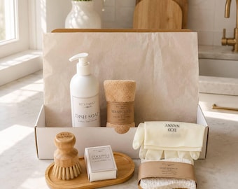 Mini Eco Kitchen Cleaning Gift Set – Dish Soap, Coconut Soap and Cleaning Essentials – Sustainable Housewarming Gift