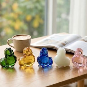 Handmade Glass Horse Figurines, Set of 5 Colorful Tiny Pony Statues