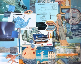 BLUE Vintage Ephemera Pack | 30+ Curated Paper Pieces for Collage, Scrapbooking & Junk Journals