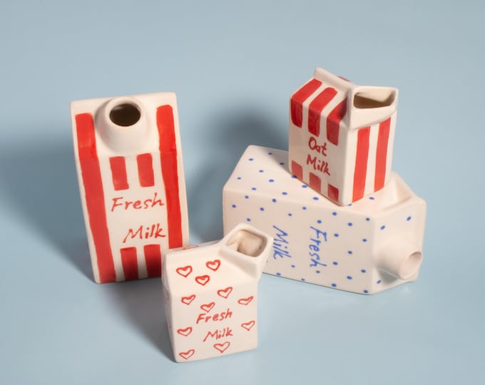 Featured listing image: Hand Painted Ceramic Milk Carton