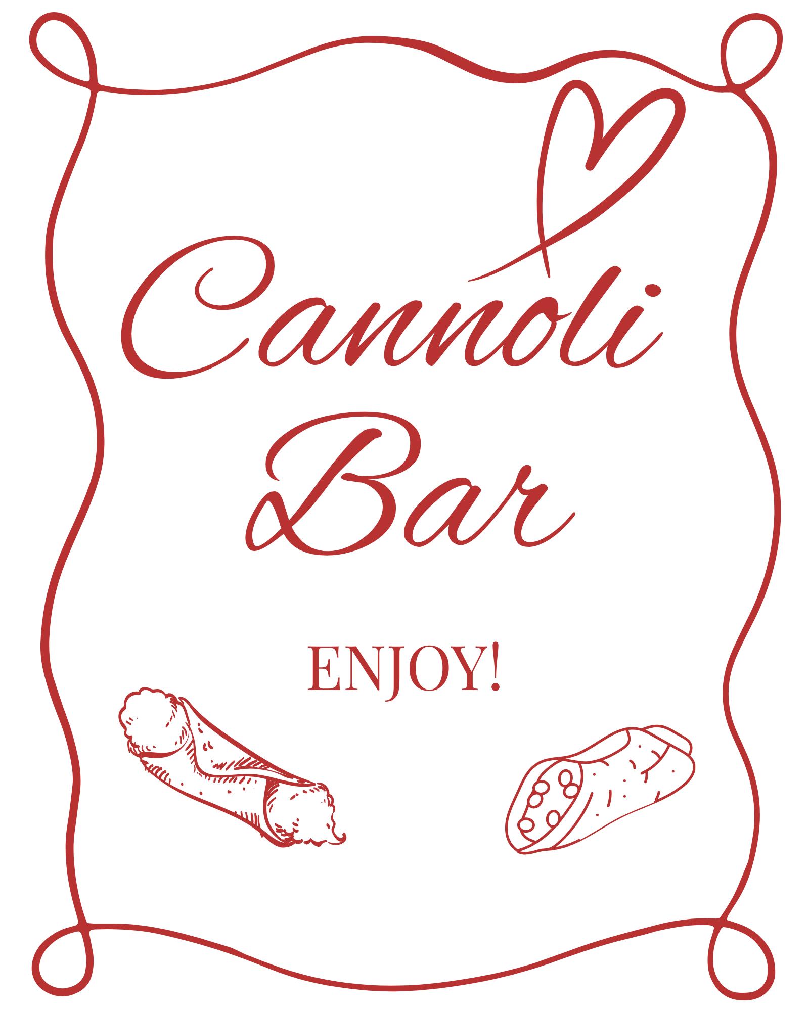 Cannoli Bar Sign: Italian Wedding Dessert Table Decor (PDF Download) - Etsy