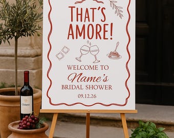 That’s Amore Bridal Shower Sign | Editable Canva Welcome Template | Italian Theme Printable 16x20 & 18x24