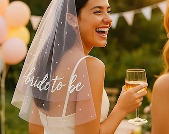 Bandeau en voile brodé future mariée | Accessoire de douche nuptiale Bachelorette