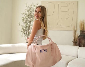 Personalized Weekender Bag • Embroidered Bridesmaid Duffle, Cotton Canvas