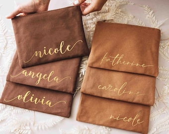 Personalized Bridesmaid Makeup Bag, Custom Cosmetic Pouch, Proposal Gift Bag, Bachelorette Party Favors, Bridal Shower
