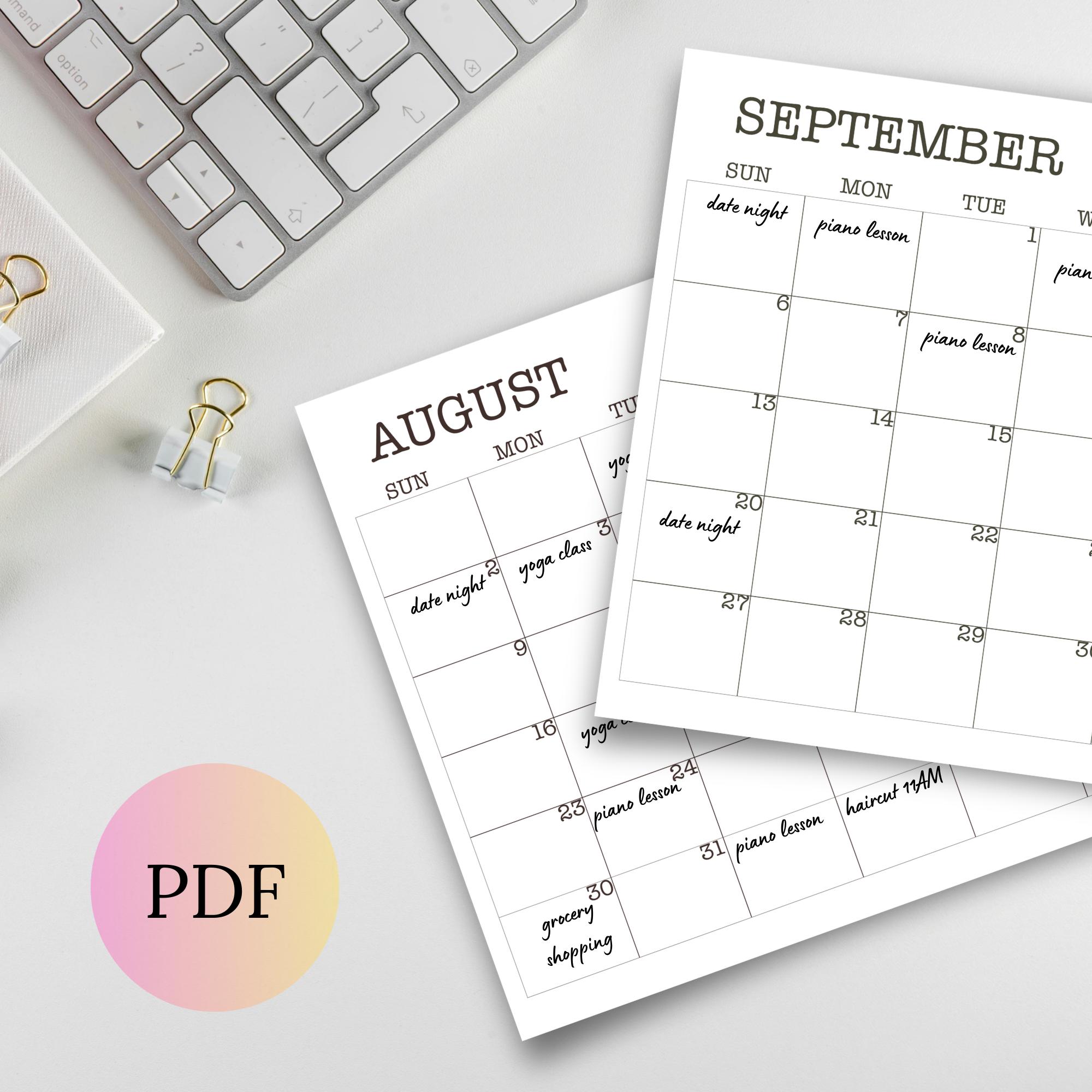 2026 Monthly Minimalist Calendar | Printable & Fillable PDF Planner ...