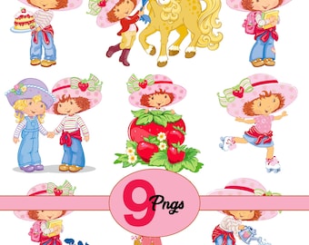 Kawaii Strawberry Shortcake Clipart | PNG Set (Digital Download