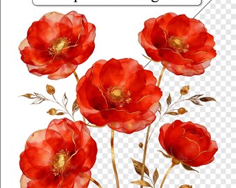 Watercolor Floral Clipart Set | Abstract Flower PNG Bundle (Digital Download)