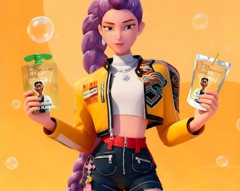 K-Pop Demon Hunters Party Labels PDF JPG | Printable Huntrix Drink Wraps & Favor Tags | Digital Download Party Decor