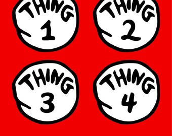 Thing 1 2 3 4 PNG JPG | Retro 80s Design (Printable)
