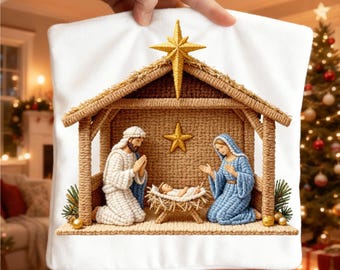 Christian Nativity Sublimation Design • Crochet Latch Hook (PNG, SVG)