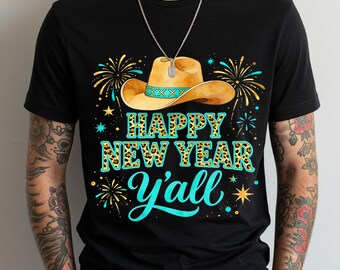 Happy New Year Y'all PNG | Gold Glitter New Years Design (Digital Download)