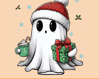 Christmas Ghost Art | Funny Holiday PNG SVG (Digital Download
