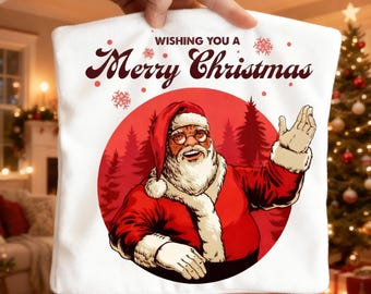 Retro Santa Clipart PNG SVG | Vintage Christmas Illustration | Holiday Printable Download