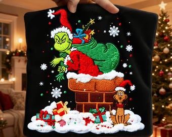 Crochet Style Grincmas Clipart | Yarn Stitch Christmas Design (PNG SVG)