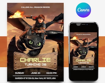 How to Train Your Dragon Birthday Invitation: Editable Viking Party Template (Digital Download)