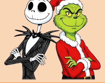 Jack Skellington & Grinch Christmas PNG: Festive Clipart (Digital Download)