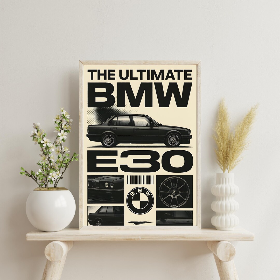 BMW M3 E30 Car Art Print, Vintage Car Poster, Automotive Art Print ...