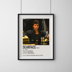 Affiche Scarface Tony Montana, art mural toile Scarface, Al Pacino, affiche de film vintage, décoration murale gangster Dites bonjour à mon petit ami