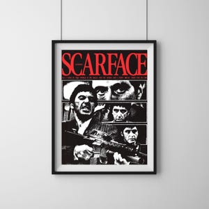 Affiche de Scarface : citation motivante de Tony Montana, oeuvre d'art de film de gangsters