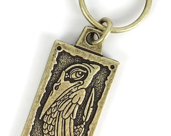 Bird Art Metal Pendant Keyring