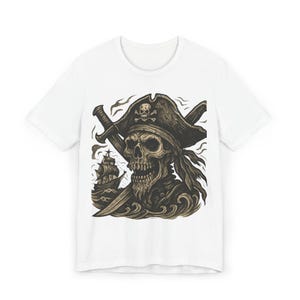 Pirate Skull Unisex T-Shirt, Cool Graphic Tee for Men & Women, Perfect for Halloween, Costume Parties, or Casual Wear