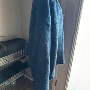 Anthropologie 3X Grobstrick Slouchy Cozy Pullover U-Boot-Ausschnitt Fuzzy Dark Teal Bild 4