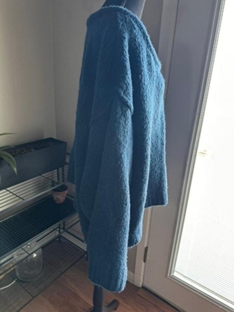 Anthropologie 3X Grobstrick Slouchy Cozy Pullover U-Boot-Ausschnitt Fuzzy Dark Teal Bild 4