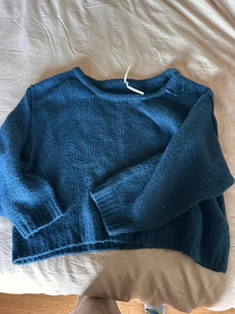 Anthropologie 3X Grobstrick Slouchy Cozy Pullover U-Boot-Ausschnitt Fuzzy Dark Teal Bild 7