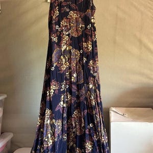 Free People Long Flowy Bohemian strappy cottagecore Maxi Dress Size 6 multicolor image 1