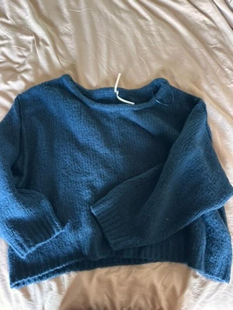 Anthropologie 3X Grobstrick Slouchy Cozy Pullover U-Boot-Ausschnitt Fuzzy Dark Teal Bild 8