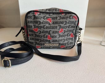 Juicy Couture Shoulder Bag/Crossbody Purse Black Straps Hearts And JC Logo