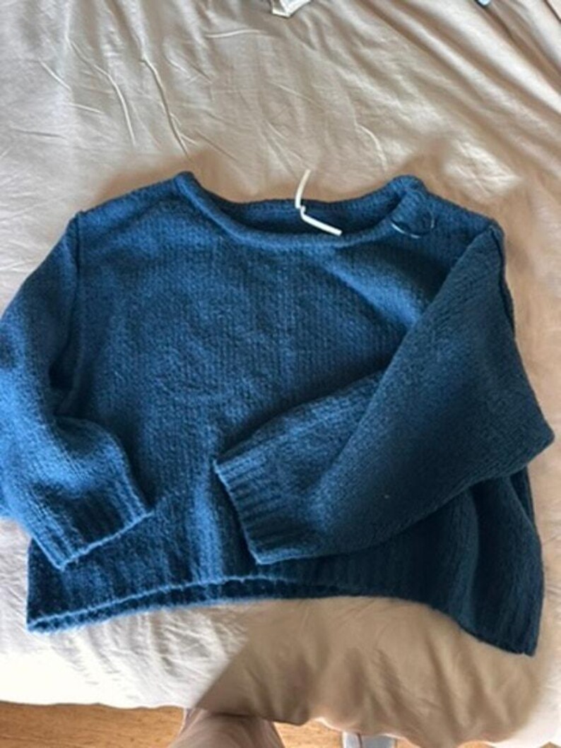 Anthropologie 3X Grobstrick Slouchy Cozy Pullover U-Boot-Ausschnitt Fuzzy Dark Teal Bild 6