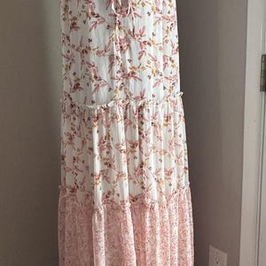 Anthropologie Drew Naomi Boho Rosa Ärmelloses Floral Maxi Kleid Gr. XS Bild 1