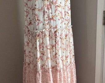 Anthropologie Drew Naomi Boho Pink Sleeveless Floral Maxi Dress Sz XS