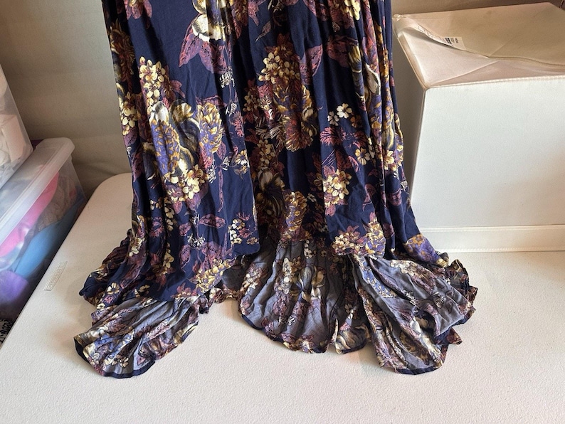 Free People Long Flowy Bohemian strappy cottagecore Maxi Dress Size 6 multicolor image 4
