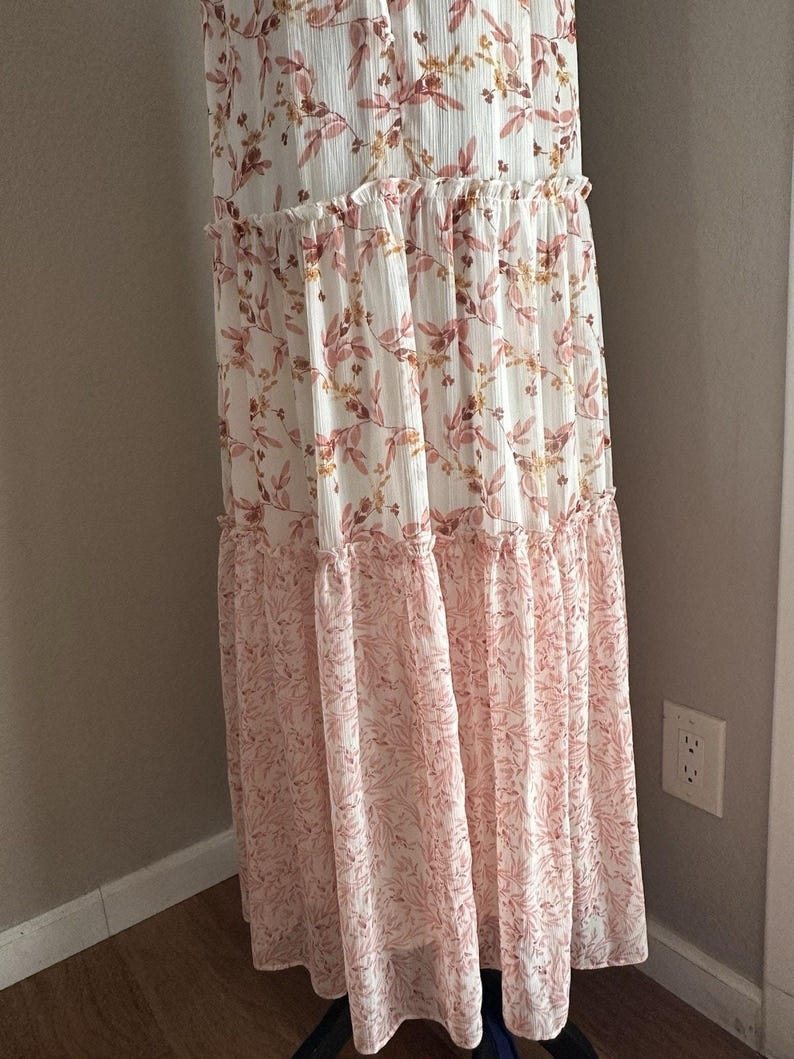 Anthropologie Drew Naomi Boho Rosa Ärmelloses Floral Maxi Kleid Gr. XS Bild 9