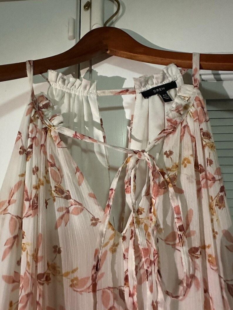 Anthropologie Drew Naomi Boho Rosa Ärmelloses Floral Maxi Kleid Gr. XS Bild 3
