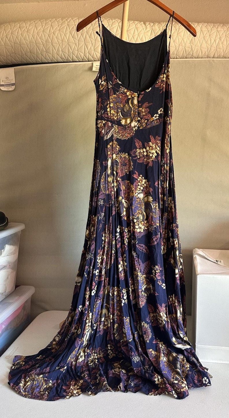 Free People Long Flowy Bohemian strappy cottagecore Maxi Dress Size 6 multicolor image 6