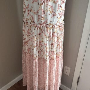 Anthropologie Drew Naomi Boho Rosa Ärmelloses Floral Maxi Kleid Gr. XS Bild 16